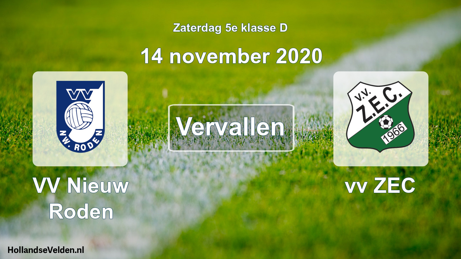 Scheduled Match: VV Nieuw Roden - vv ZEC (14 November 2020)