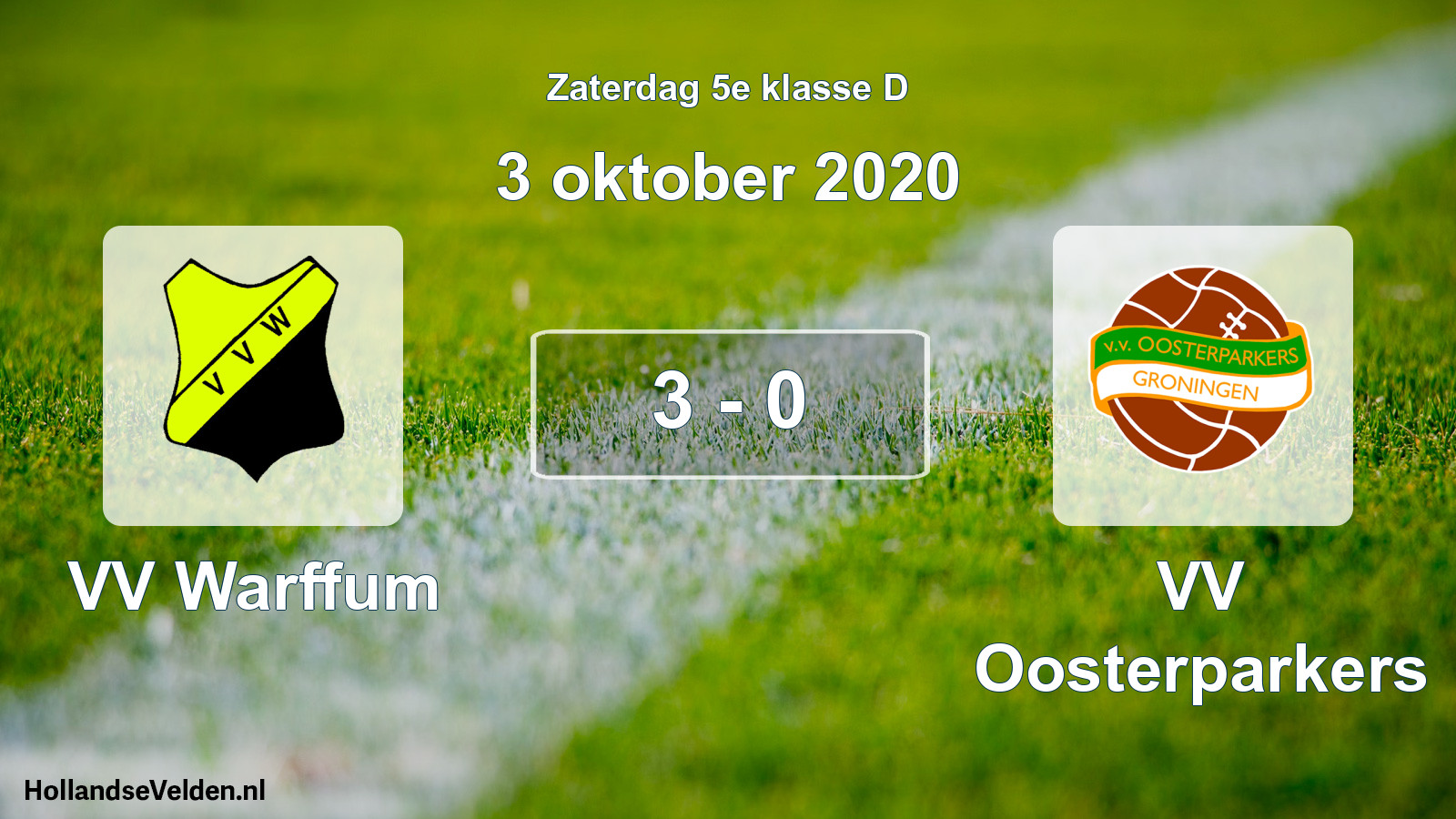 Total number of matches played: VV Warffum - VV Oosterparkers 3 - 0 (3 October 2020)