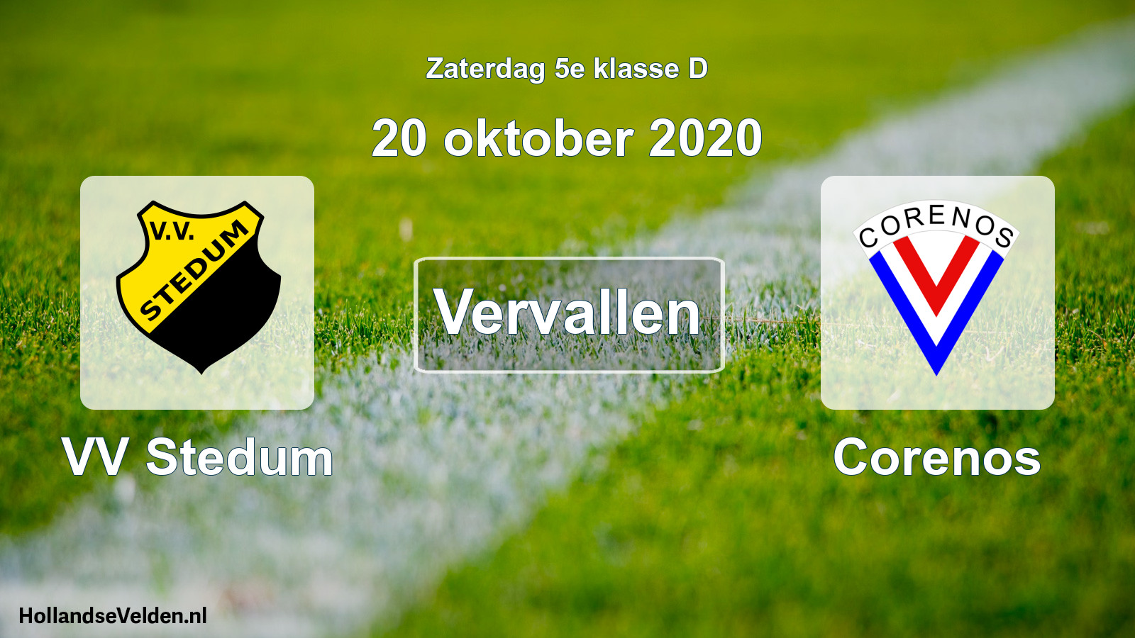 Scheduled Match: VV Stedum - Corenos (20 October 2020)