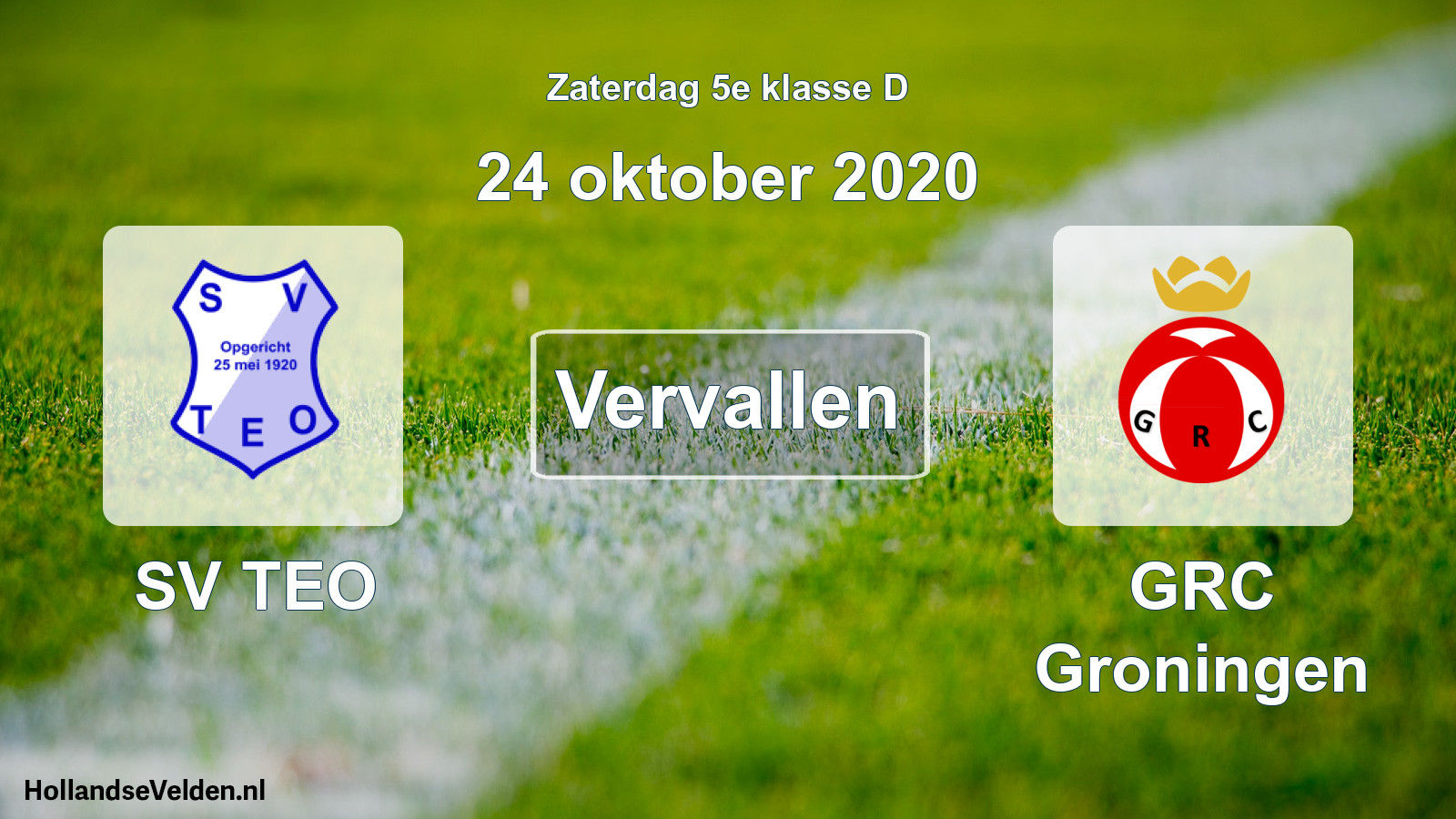 Scheduled Match: SV TEO - GRC Groningen (24 October 2020)