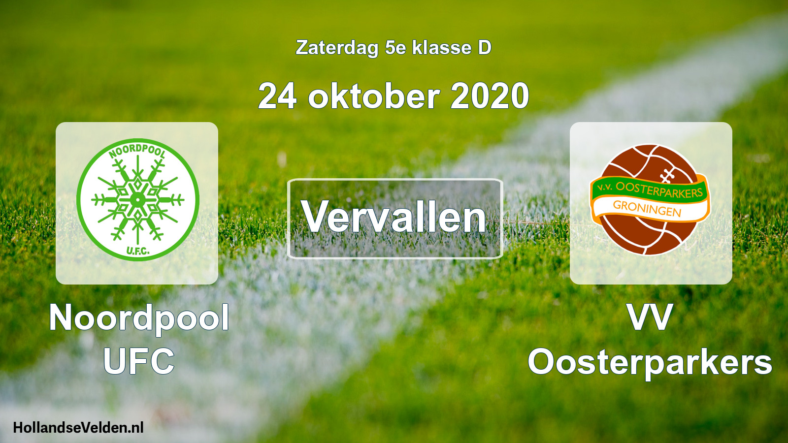 Scheduled Match: Noordpool UFC - VV Oosterparkers (24 October 2020)