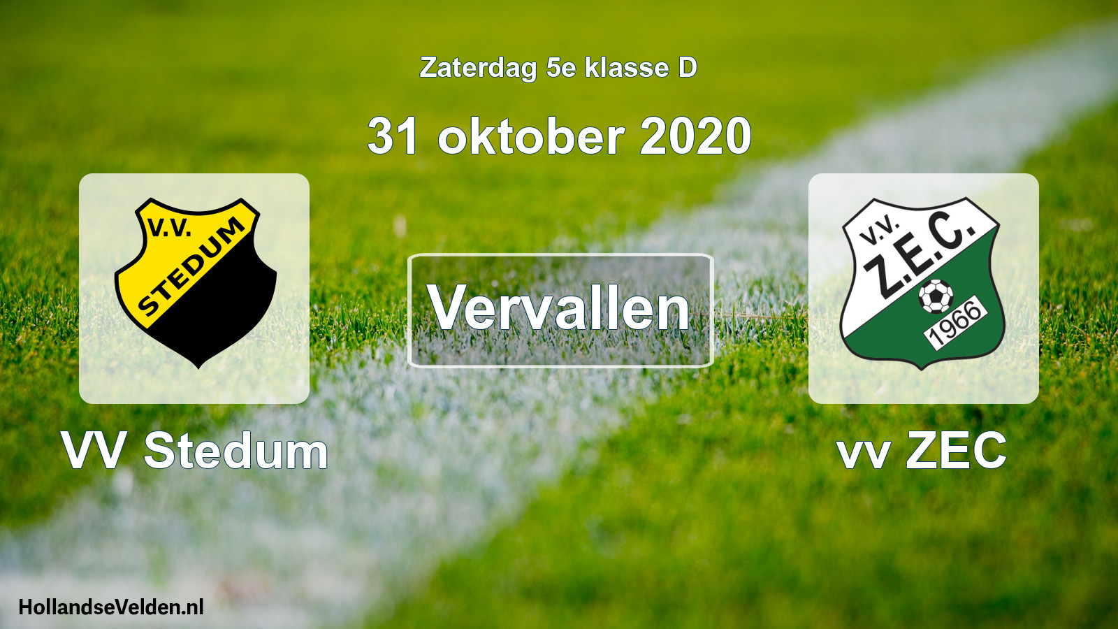 Scheduled Match: VV Stedum - vv ZEC (31 October 2020)