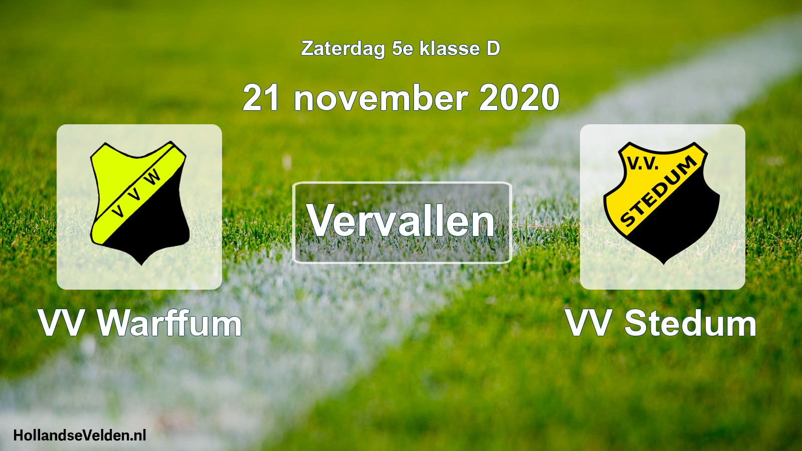 Scheduled Match: VV Warffum - VV Stedum (21 November 2020)