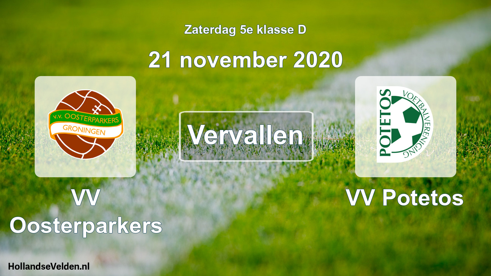 Scheduled Match: VV Oosterparkers - VV Potetos (21 November 2020)