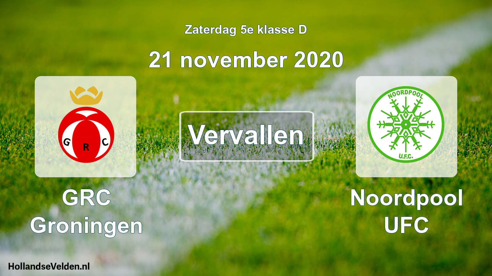 Scheduled Match: GRC Groningen - Noordpool UFC (21 November 2020)