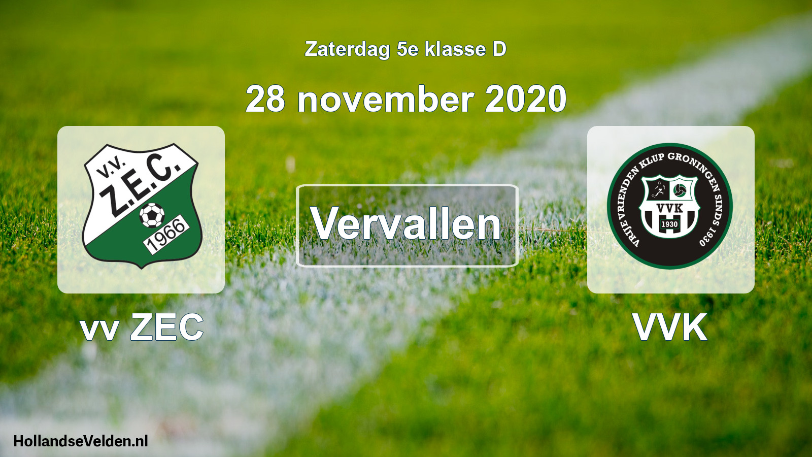 Scheduled Match: vv ZEC - VVK (28 November 2020)