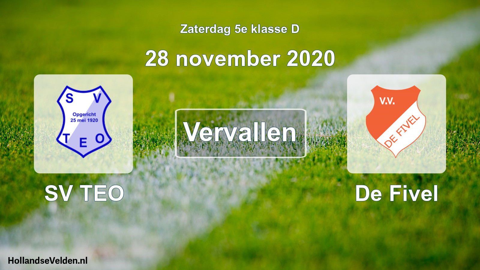 Scheduled Match: SV TEO - De Fivel (28 November 2020)