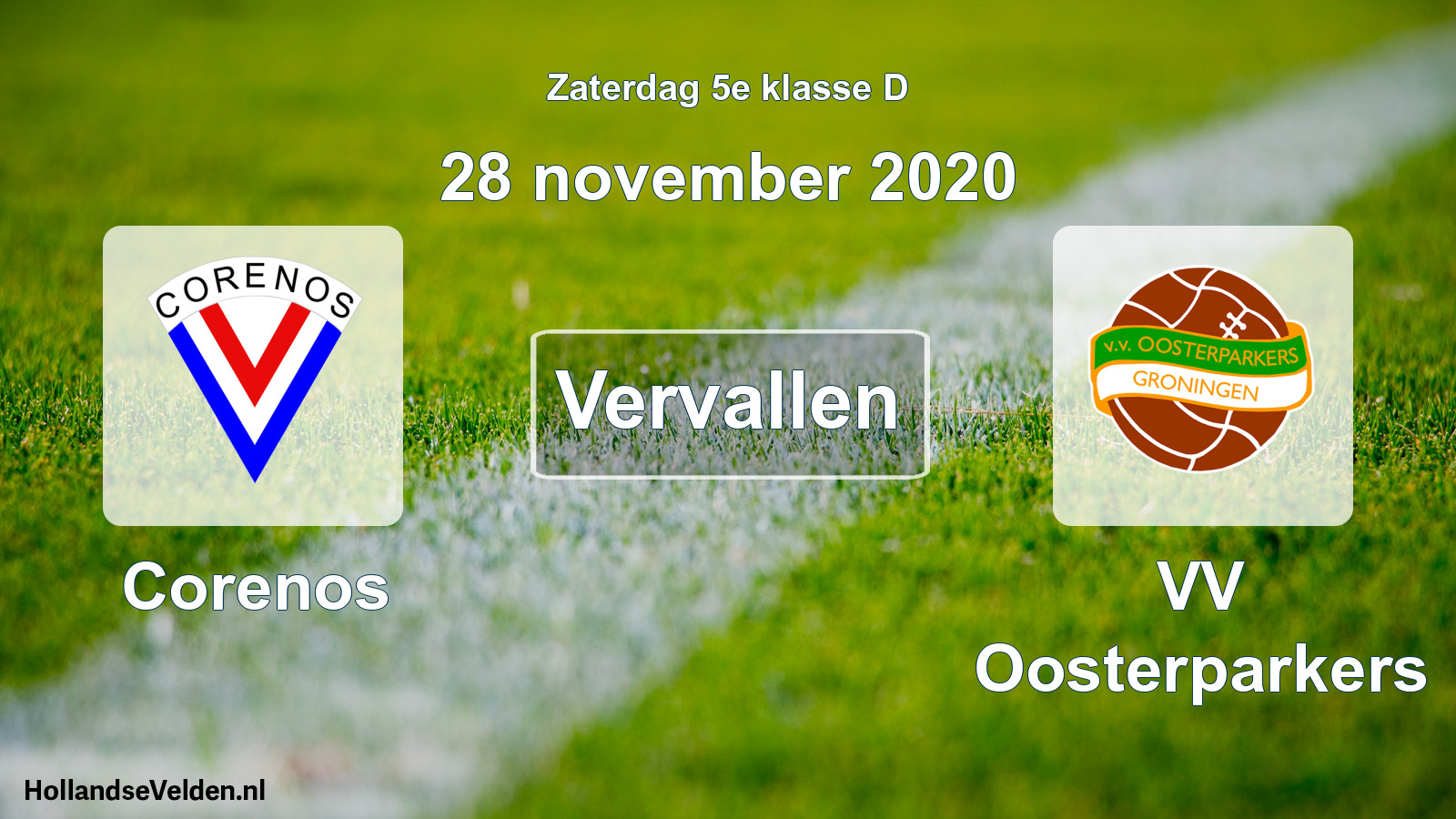Scheduled Match: Corenos - VV Oosterparkers (28 November 2020)