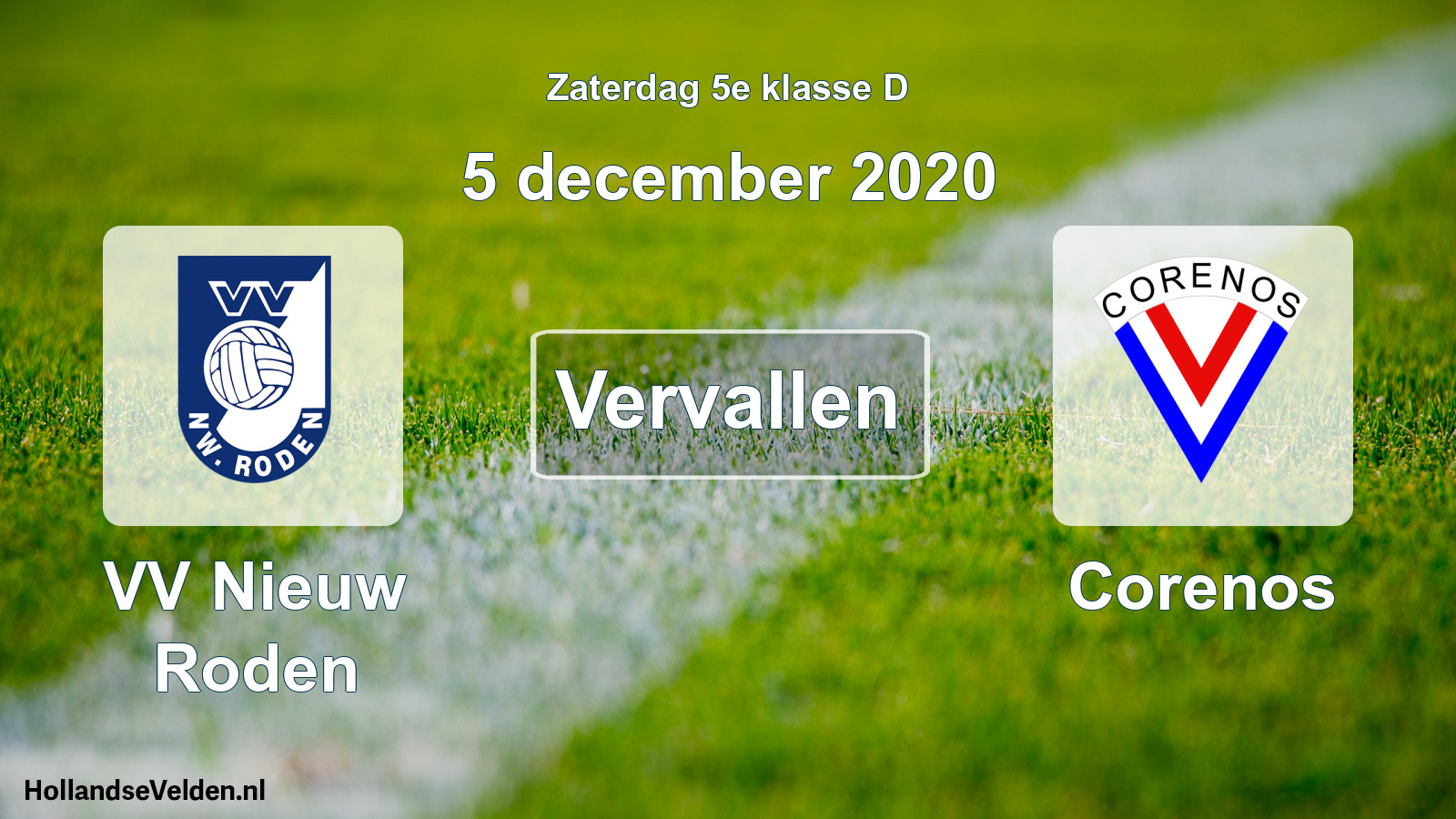 Scheduled Match: VV Nieuw Roden - Corenos (5 December 2020)