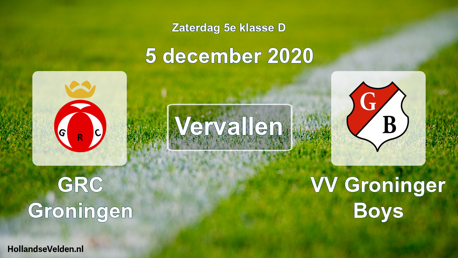 Scheduled Match: GRC Groningen - VV Groninger Boys (5 December 2020)