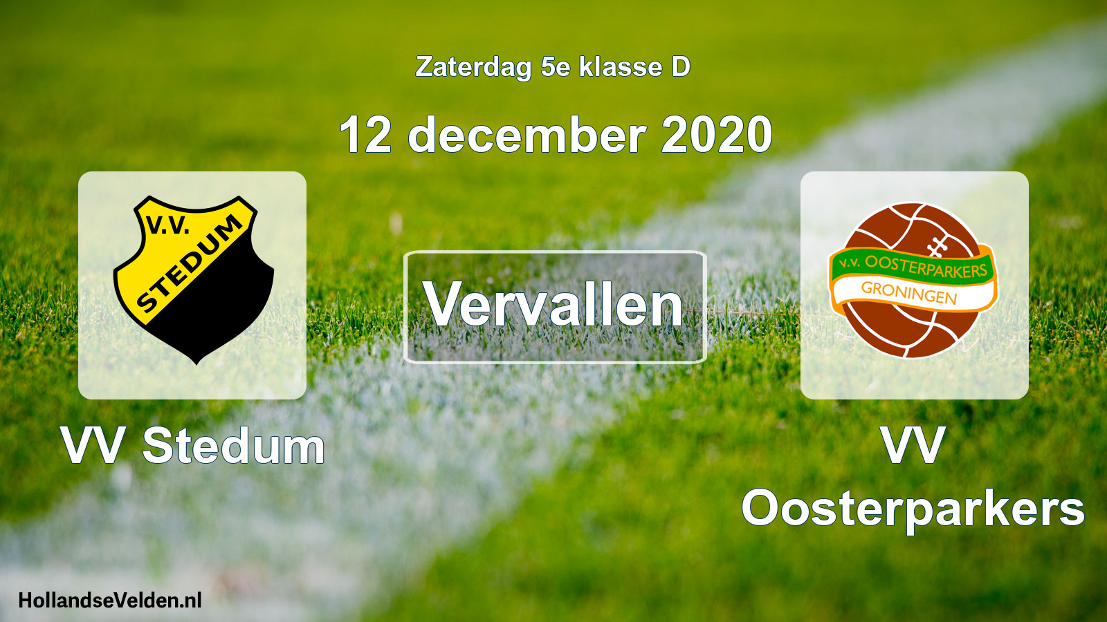 Scheduled Match: VV Stedum - VV Oosterparkers (12 December 2020)