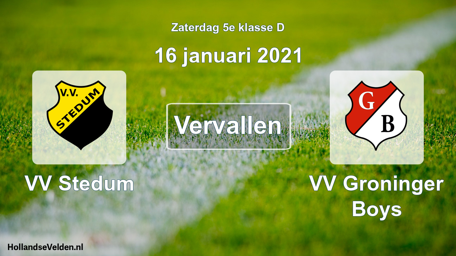 Scheduled Match: VV Stedum - VV Groninger Boys (16 January 2021)
