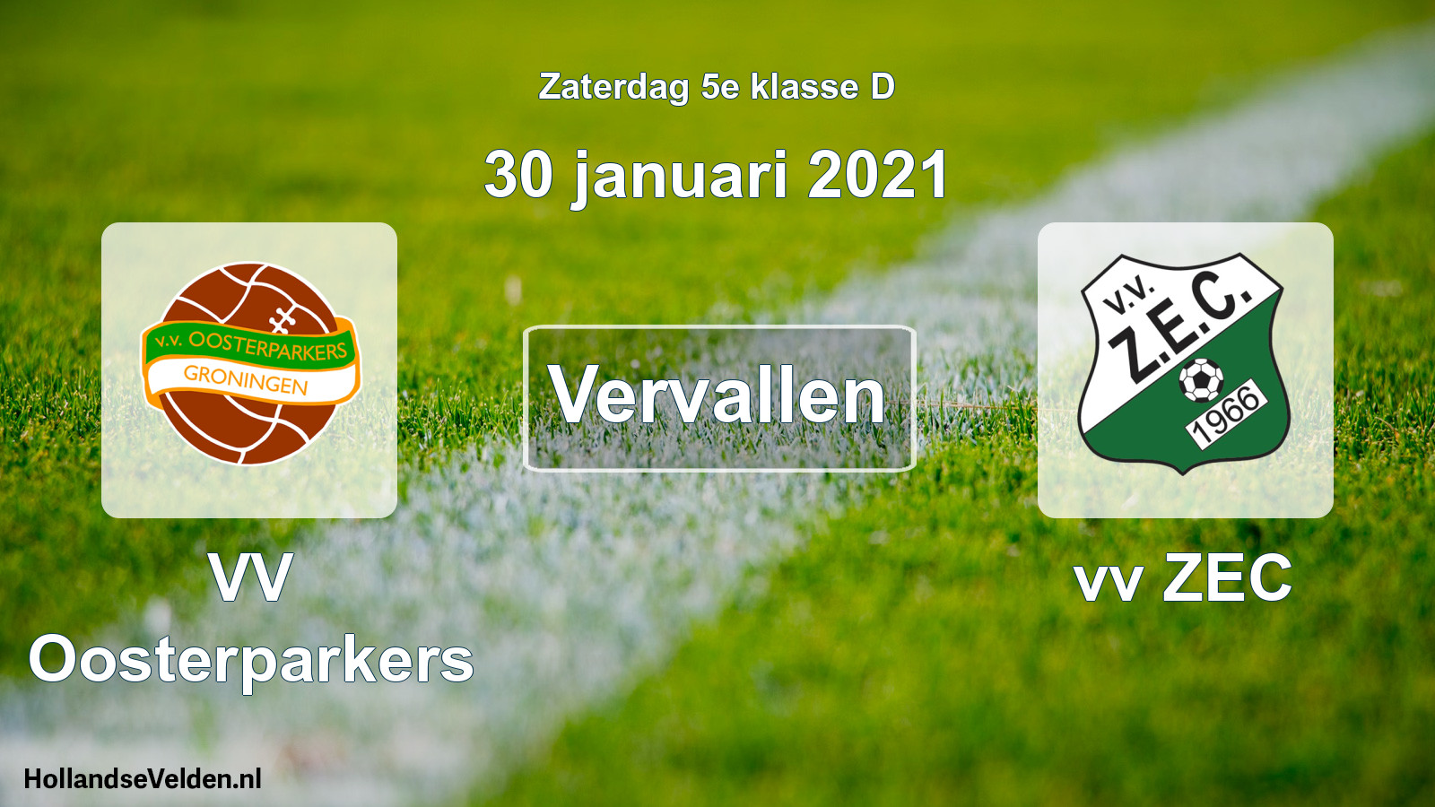 Scheduled Match: VV Oosterparkers - vv ZEC (30 January 2021)
