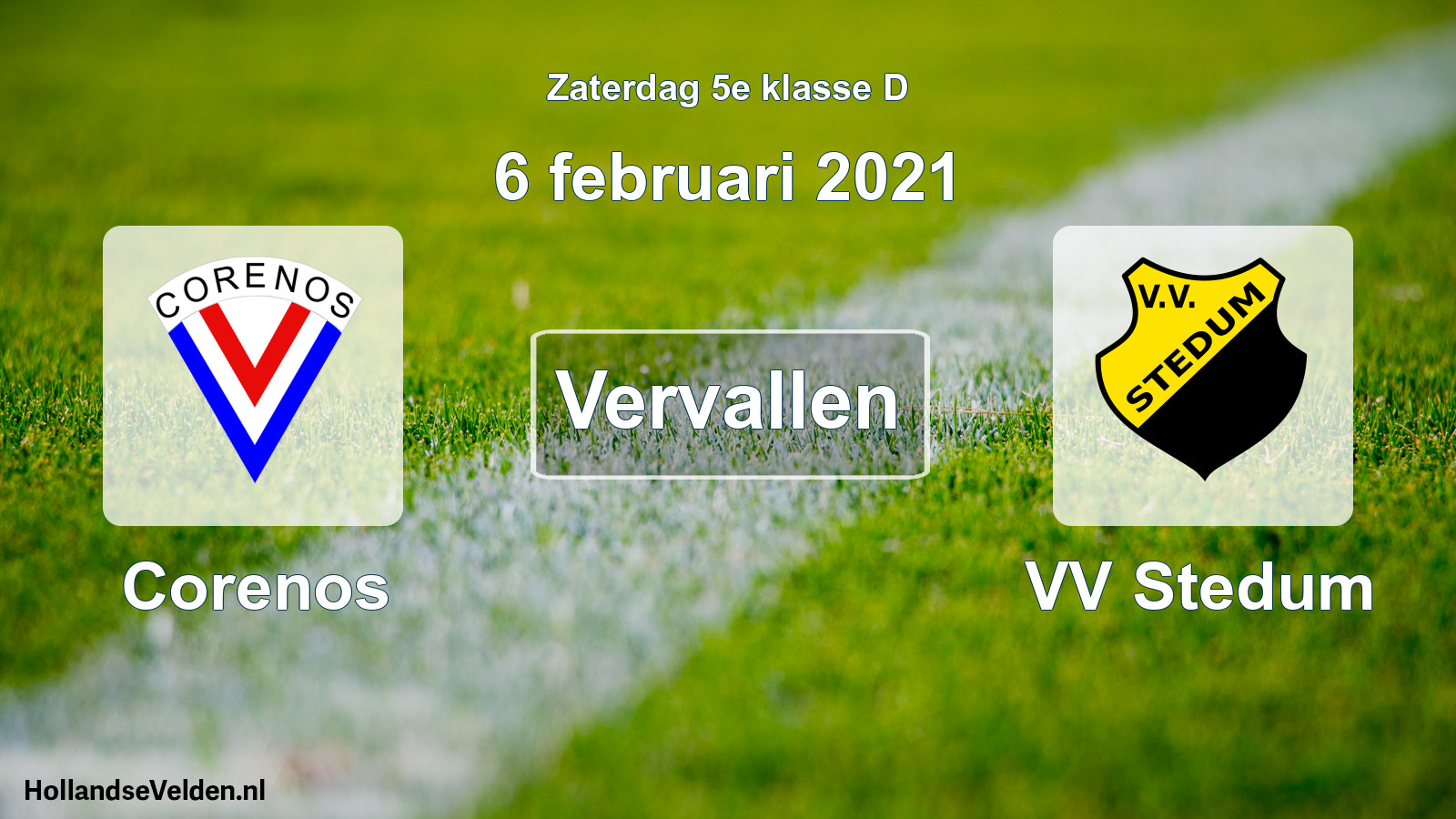 Scheduled Match: Corenos - VV Stedum (6 February 2021)