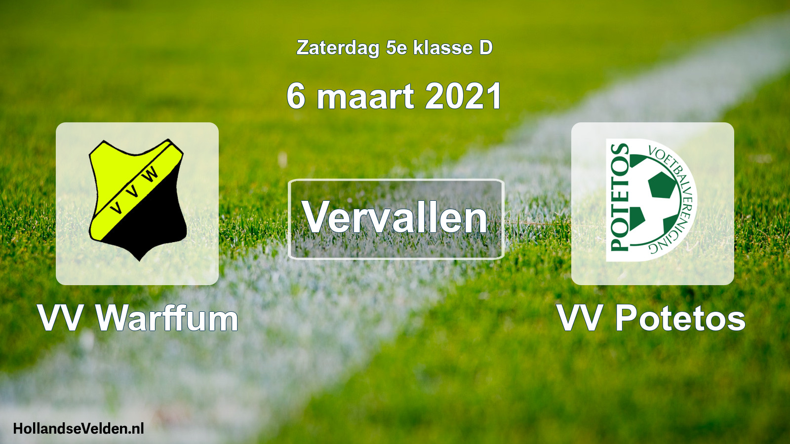 Scheduled Match: VV Warffum - VV Potetos (6 March 2021)