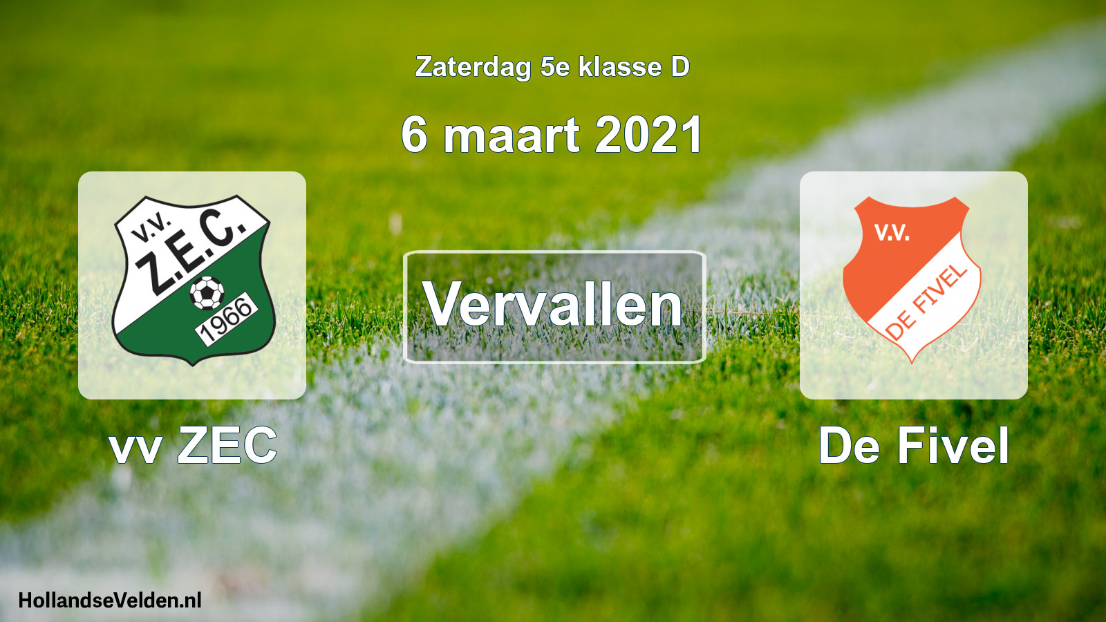 Scheduled Match: vv ZEC - De Fivel (6 March 2021)
