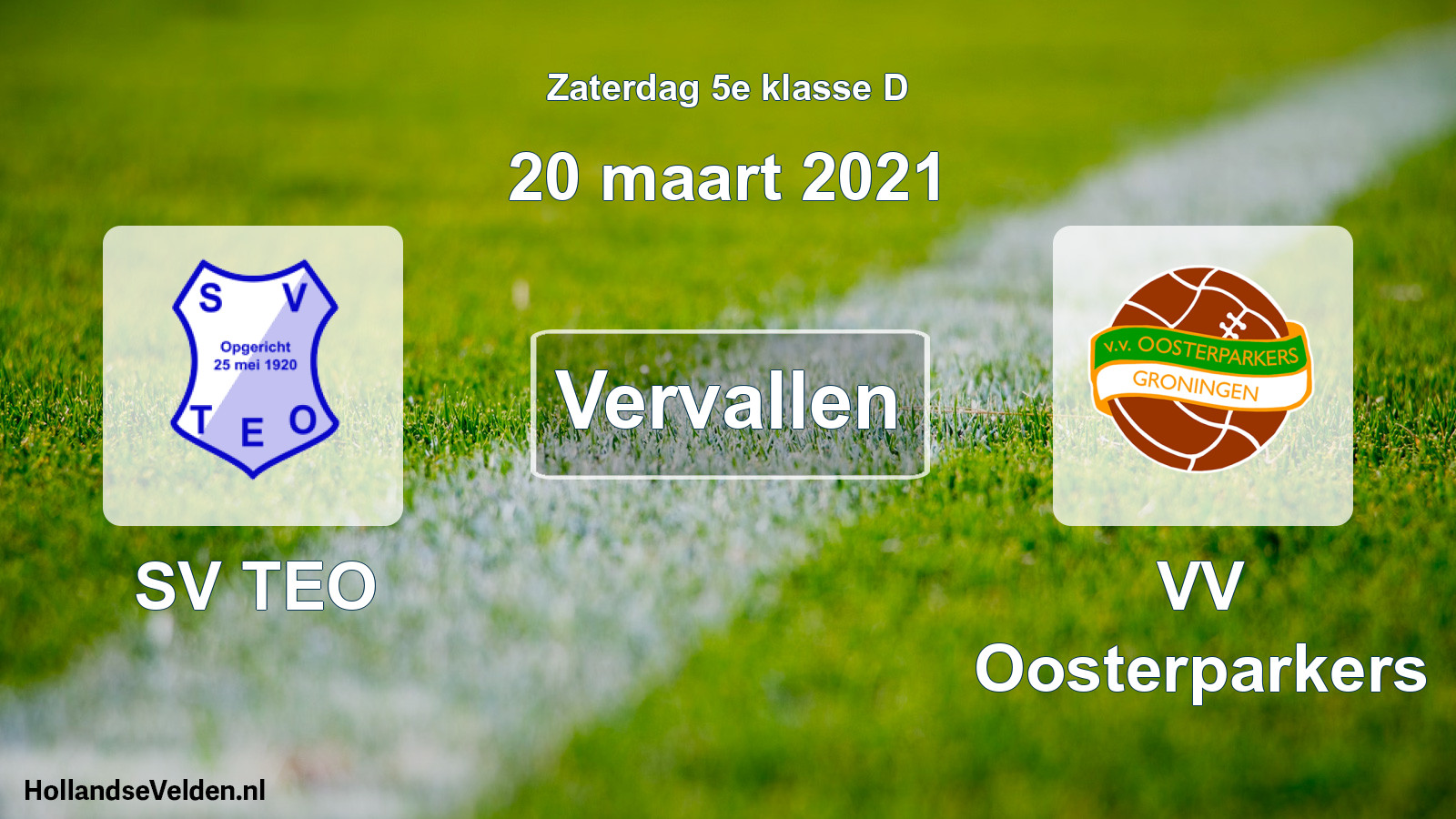 Scheduled Match: SV TEO - VV Oosterparkers (20 March 2021)