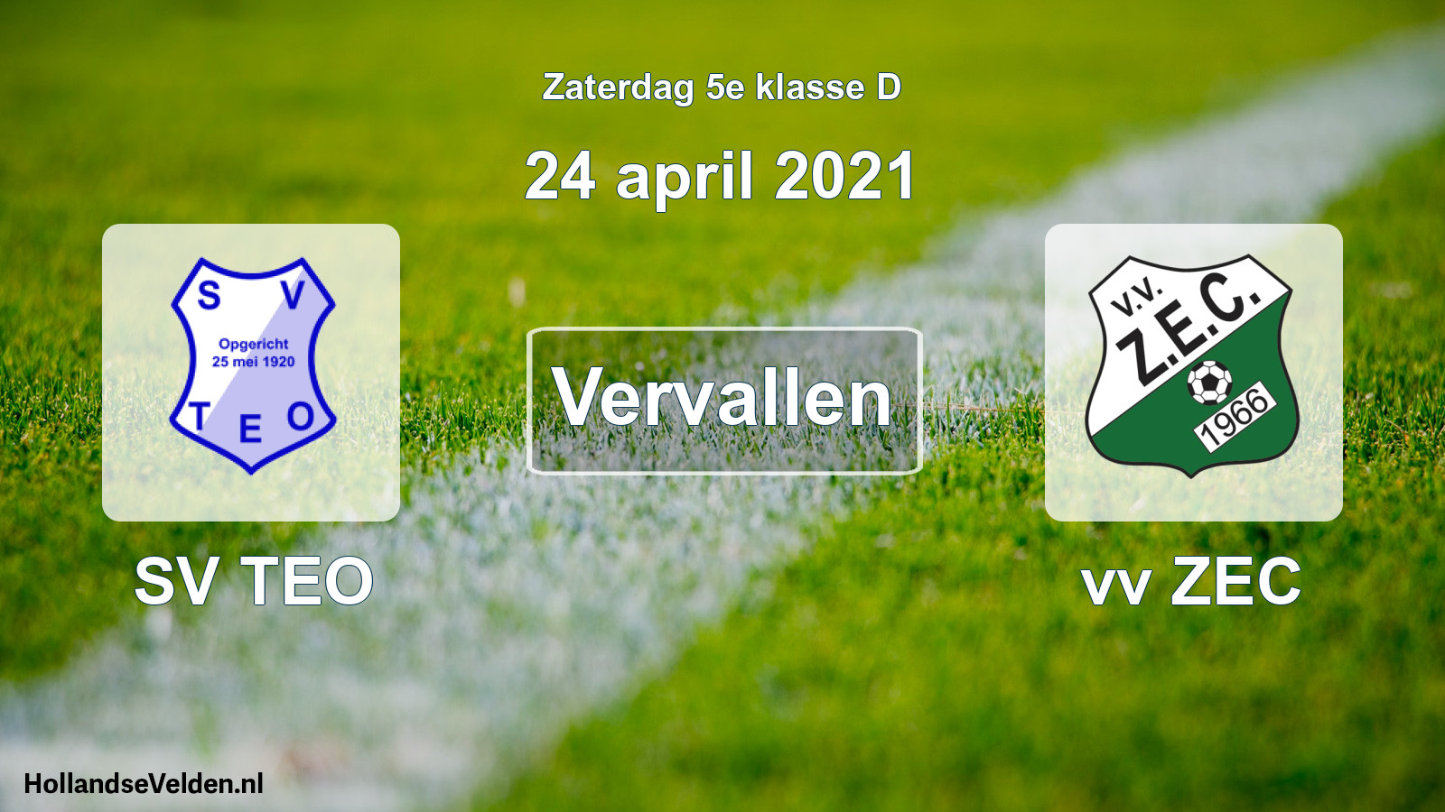 Scheduled Match: SV TEO - vv ZEC (24 April 2021)