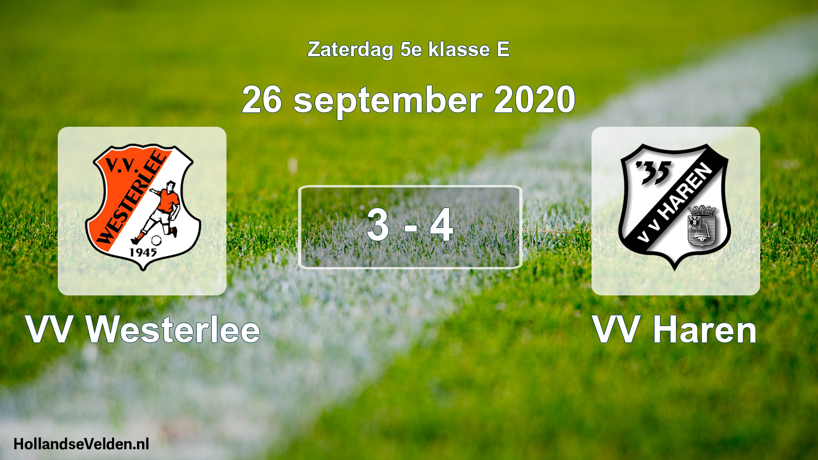 Total number of matches played: VV Westerlee - VV Haren 3 - 4 (26 September 2020)