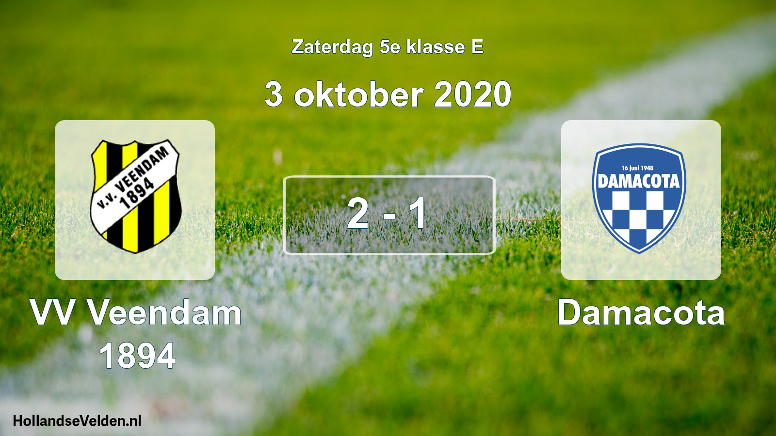 Total number of matches played: VV Veendam 1894 - Damacota 2 - 1 (3 October 2020)