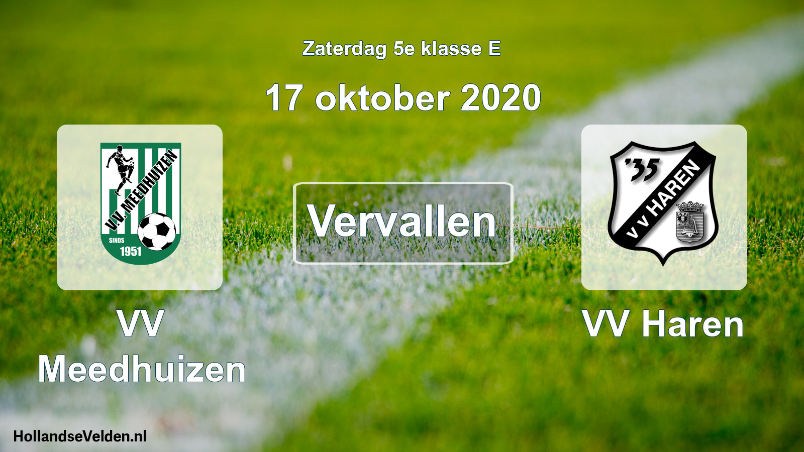 Scheduled Match: VV Meedhuizen - VV Haren (17 October 2020)