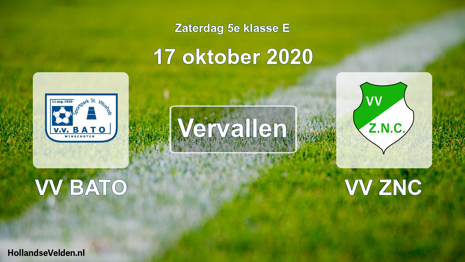 Scheduled Match: VV BATO - VV ZNC (17 October 2020)