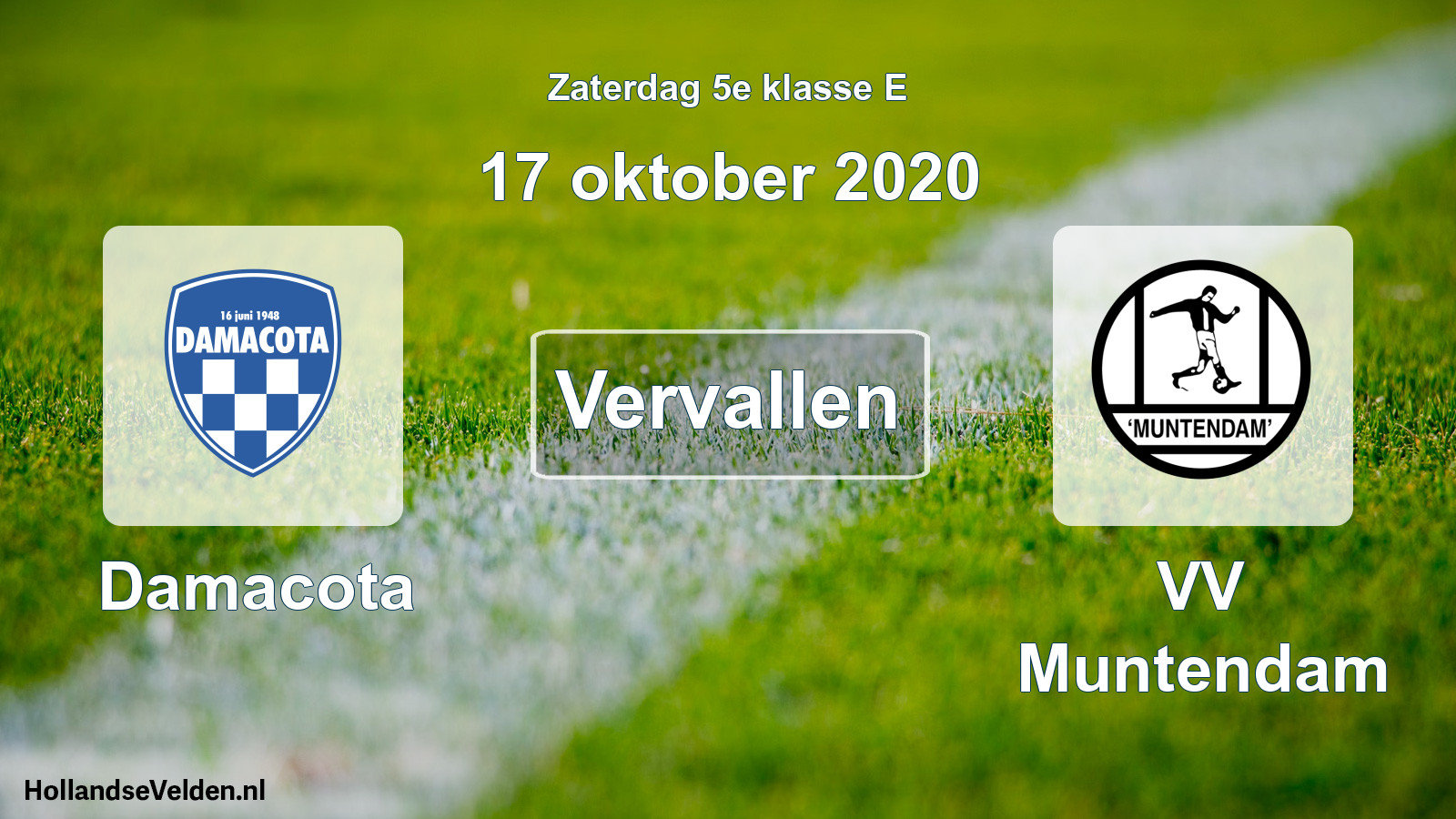Scheduled Match: Damacota - VV Muntendam (17 October 2020)