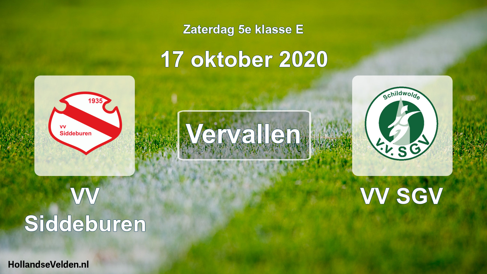 Scheduled Match: VV Siddeburen - VV SGV (17 October 2020)