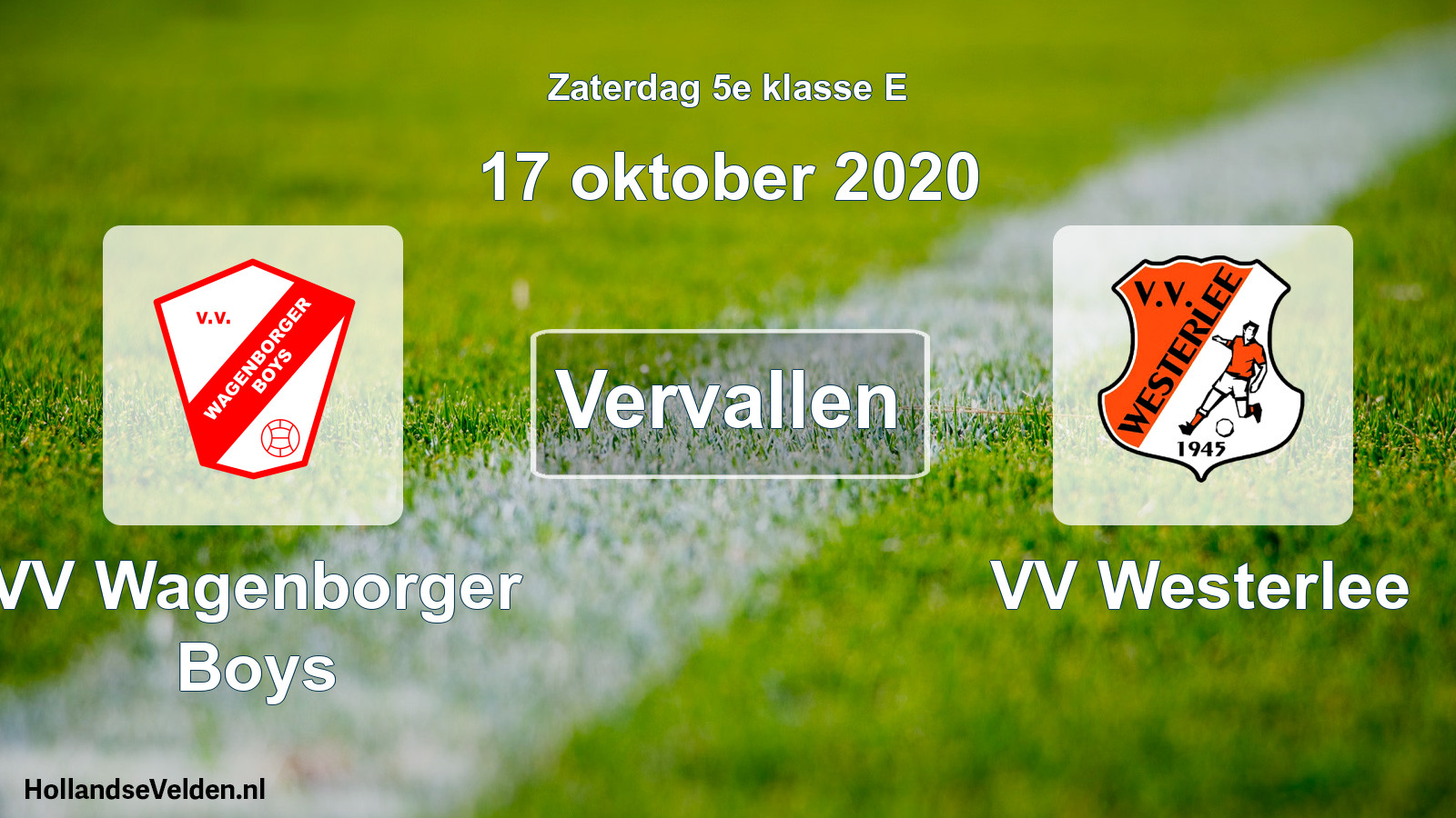 Scheduled Match: VV Wagenborger Boys - VV Westerlee (17 October 2020)