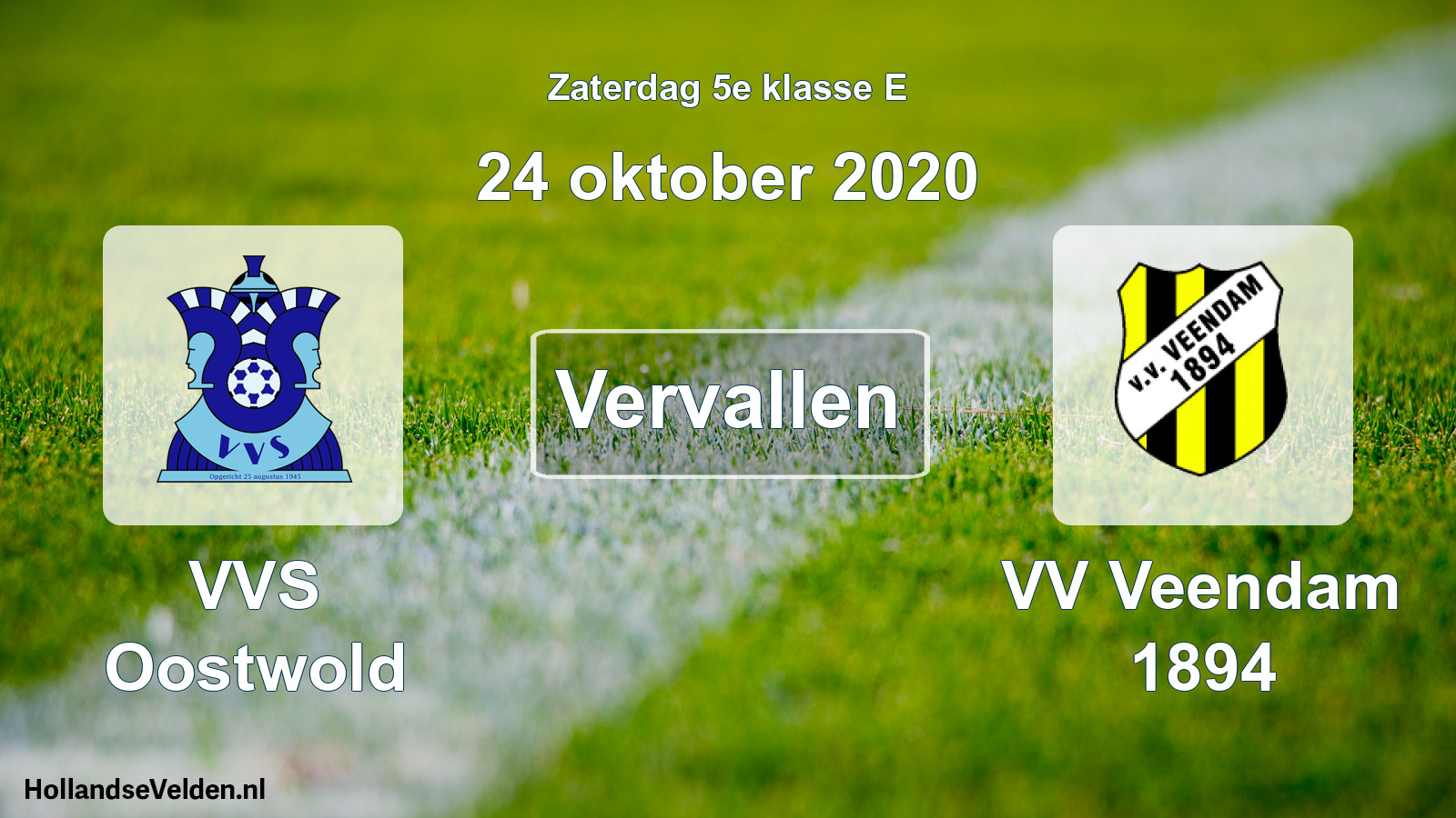 Scheduled Match: VVS Oostwold - VV Veendam 1894 (24 October 2020)
