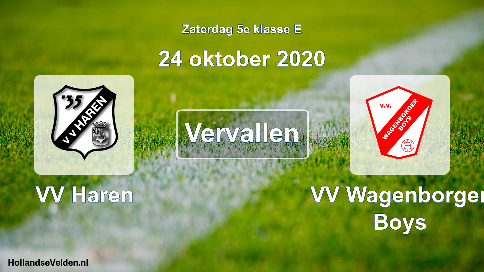 Scheduled Match: VV Haren - VV Wagenborger Boys (24 October 2020)