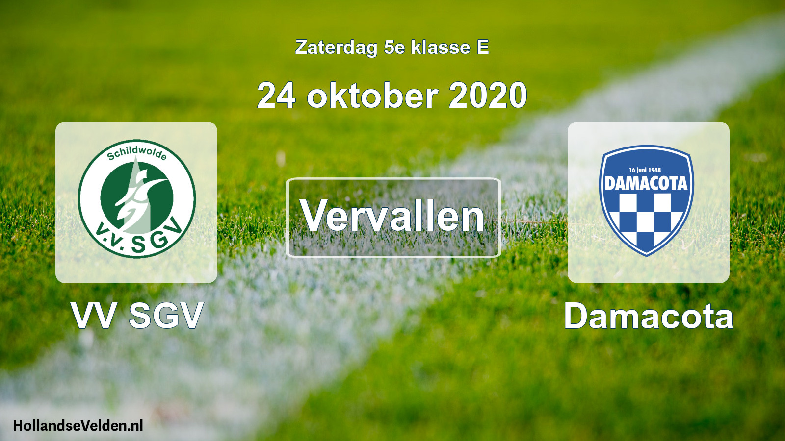 Scheduled Match: VV SGV - Damacota (24 October 2020)