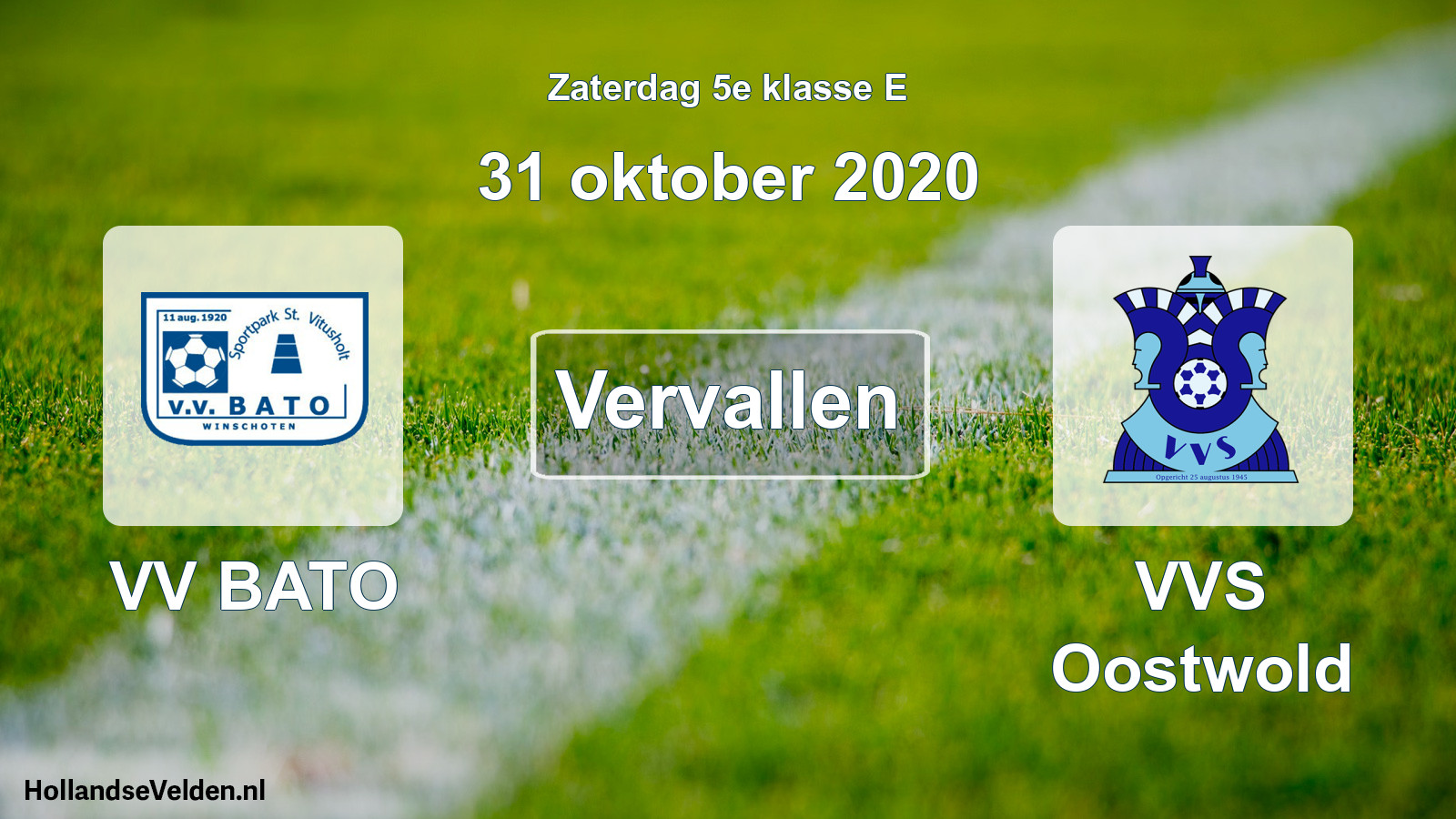 Scheduled Match: VV BATO - VVS Oostwold (31 October 2020)