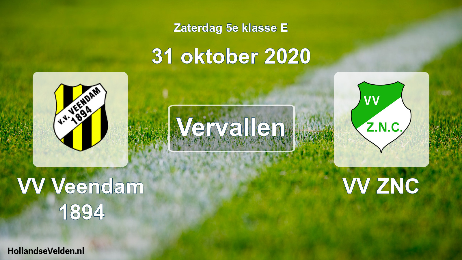 Scheduled Match: VV Veendam 1894 - VV ZNC (31 October 2020)
