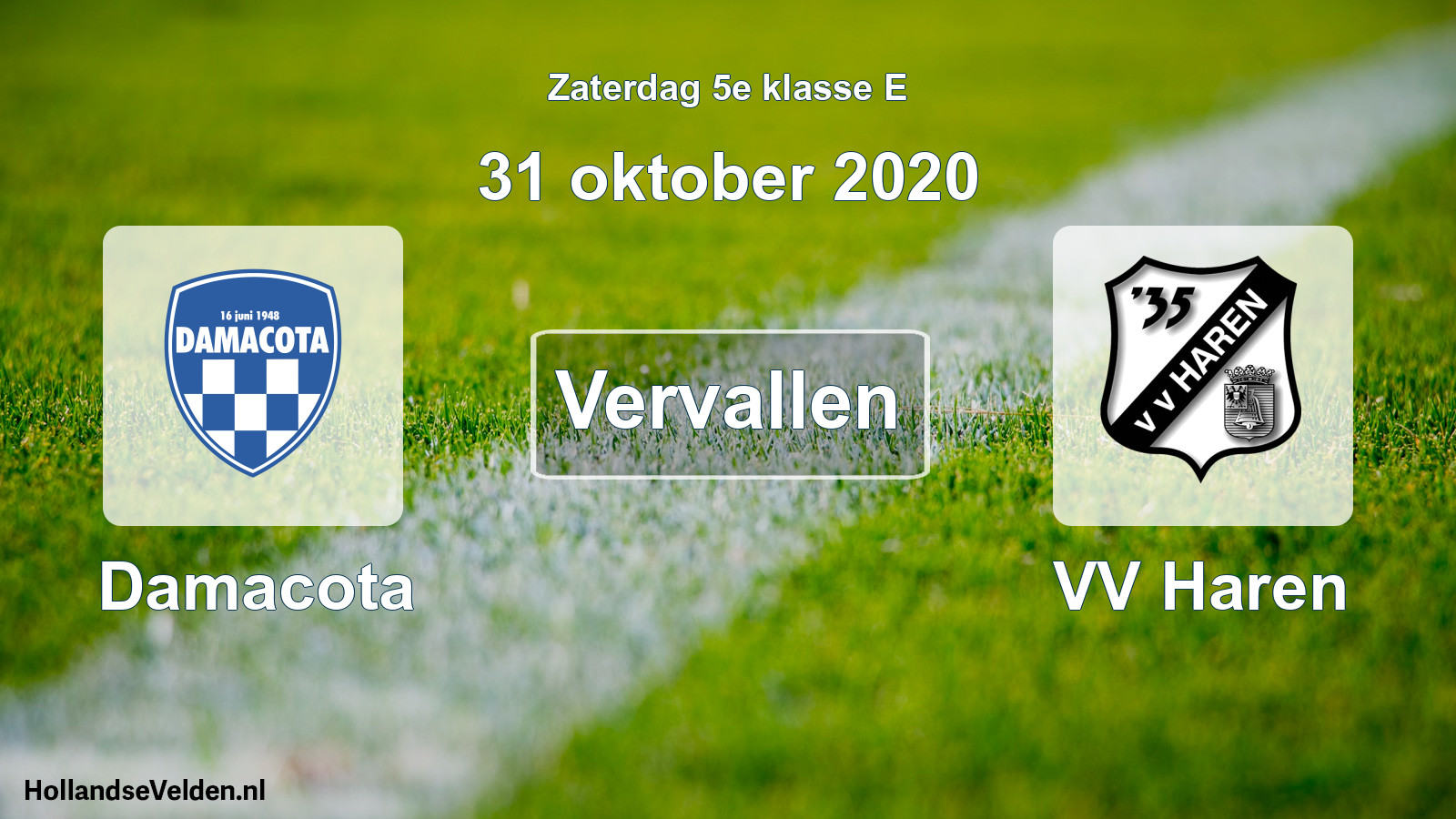 Scheduled Match: Damacota - VV Haren (31 October 2020)