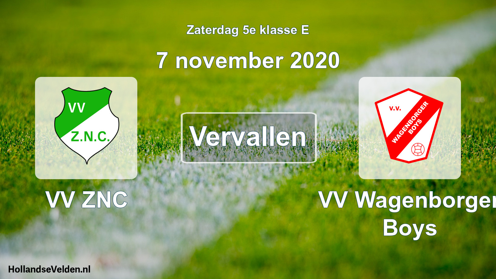 Scheduled Match: VV ZNC - VV Wagenborger Boys (7 November 2020)