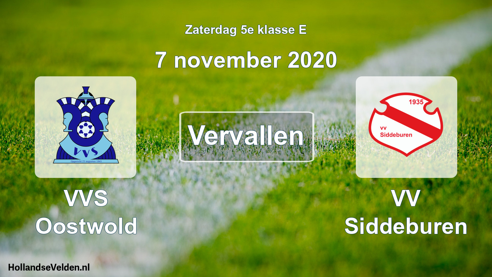 Scheduled Match: VVS Oostwold - VV Siddeburen (7 November 2020)