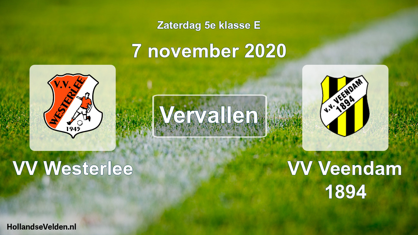 Scheduled Match: VV Westerlee - VV Veendam 1894 (7 November 2020)