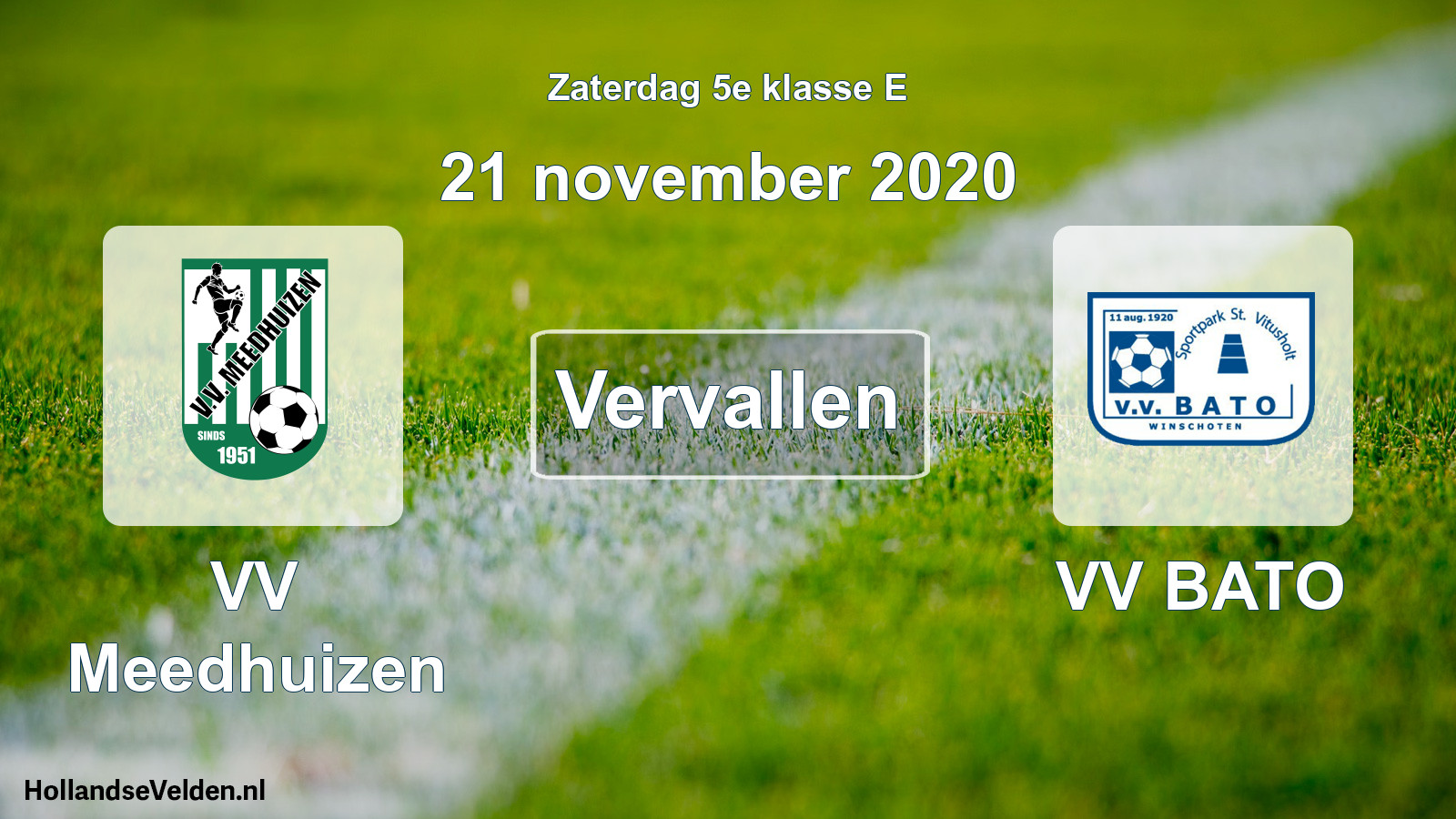 Scheduled Match: VV Meedhuizen - VV BATO (21 November 2020)