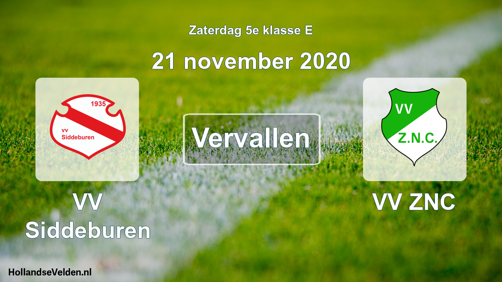 Scheduled Match: VV Siddeburen - VV ZNC (21 November 2020)