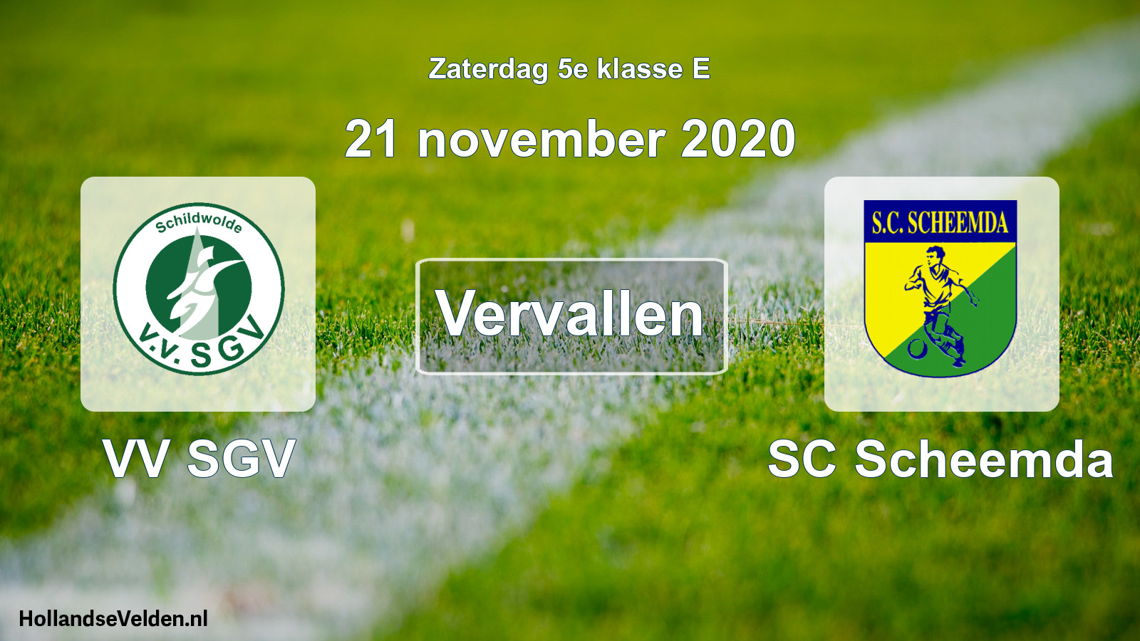 Scheduled Match: VV SGV - SC Scheemda (21 November 2020)