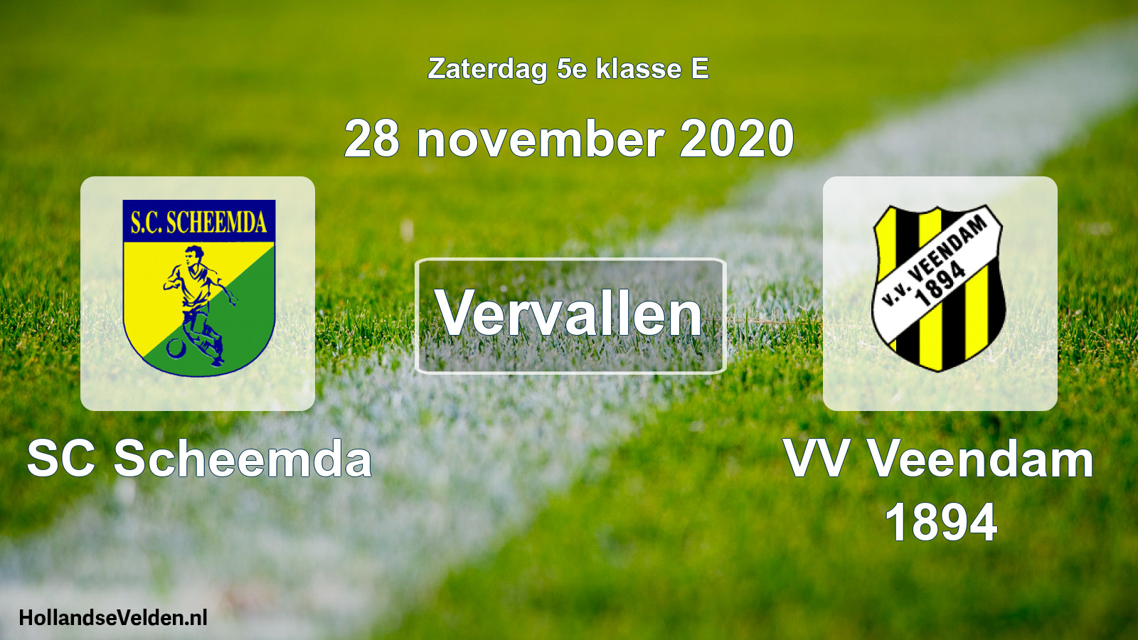 Scheduled Match: SC Scheemda - VV Veendam 1894 (28 November 2020)