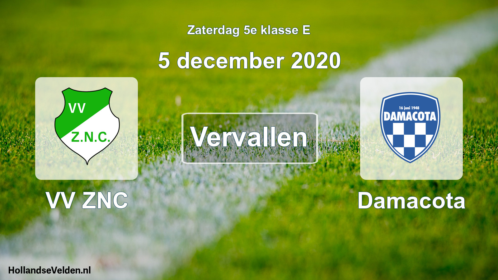 Scheduled Match: VV ZNC - Damacota (5 December 2020)