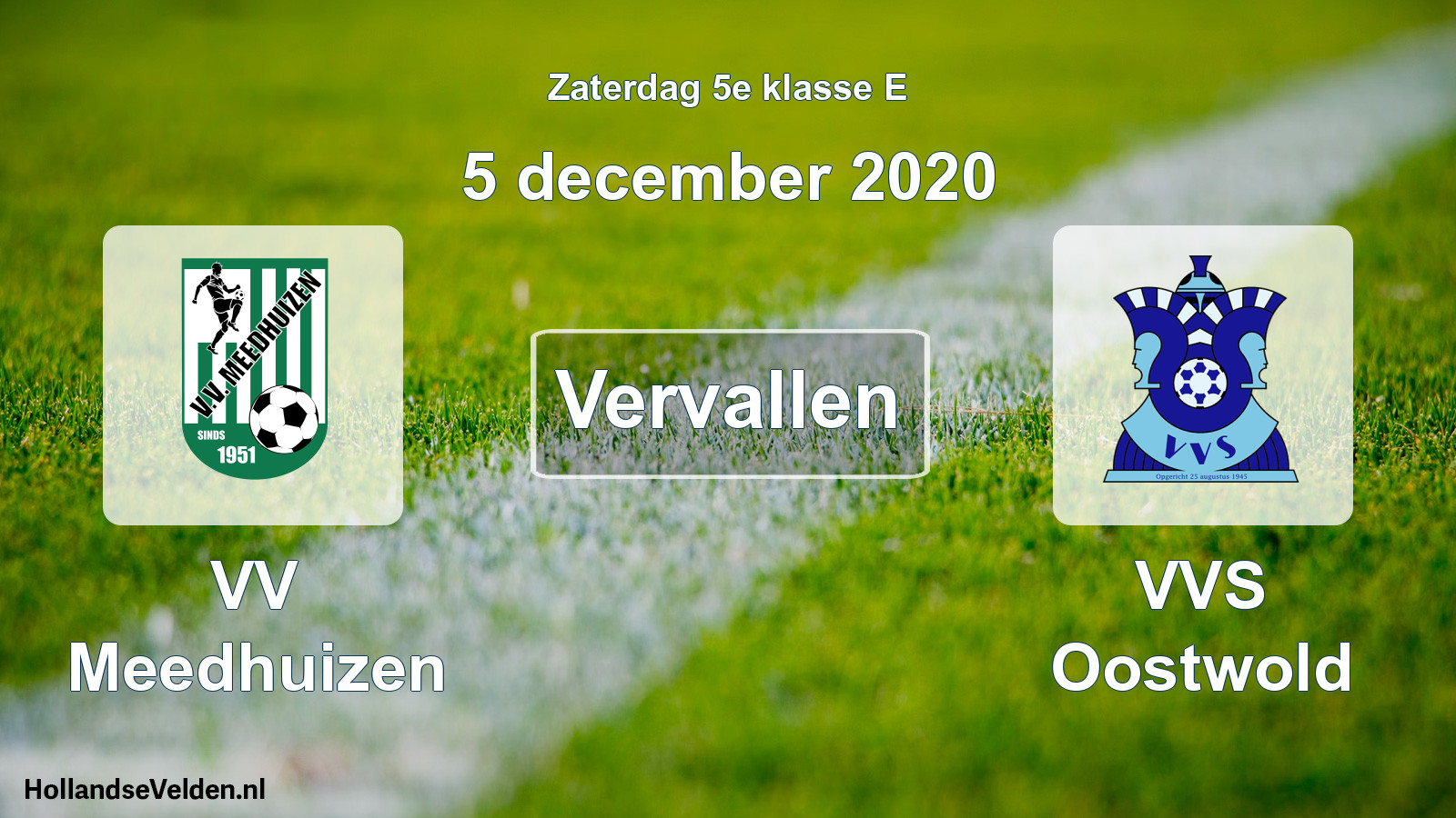 Scheduled Match: VV Meedhuizen - VVS Oostwold (5 December 2020)