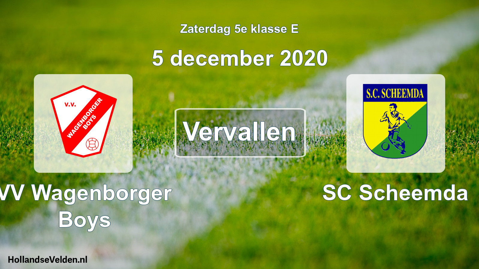 Scheduled Match: VV Wagenborger Boys - SC Scheemda (5 December 2020)