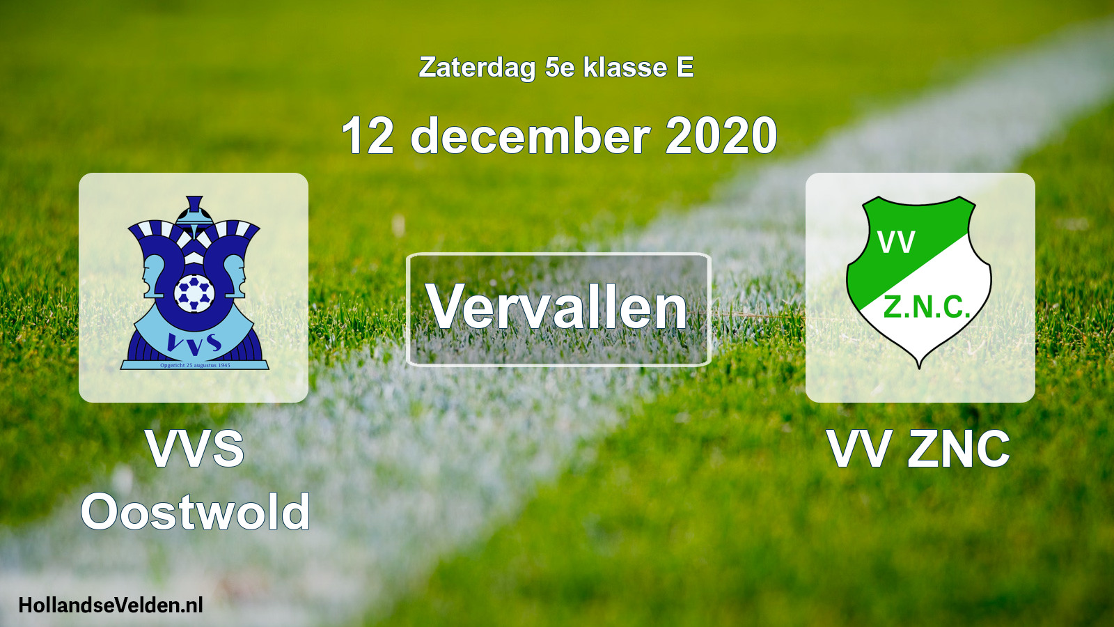 Scheduled Match: VVS Oostwold - VV ZNC (12 December 2020)