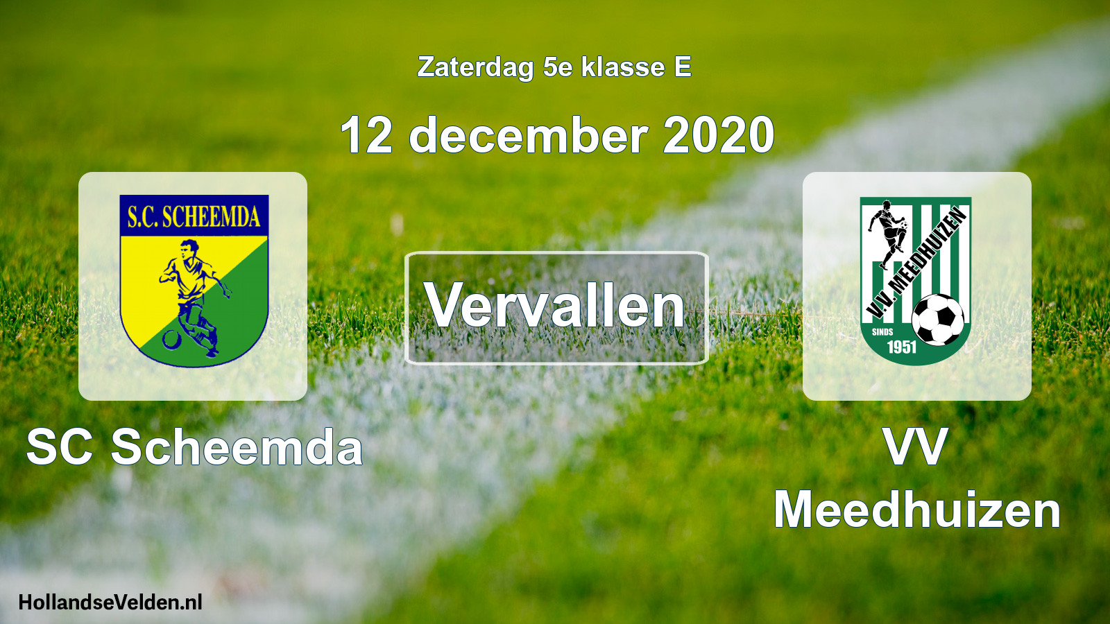 Scheduled Match: SC Scheemda - VV Meedhuizen (12 December 2020)