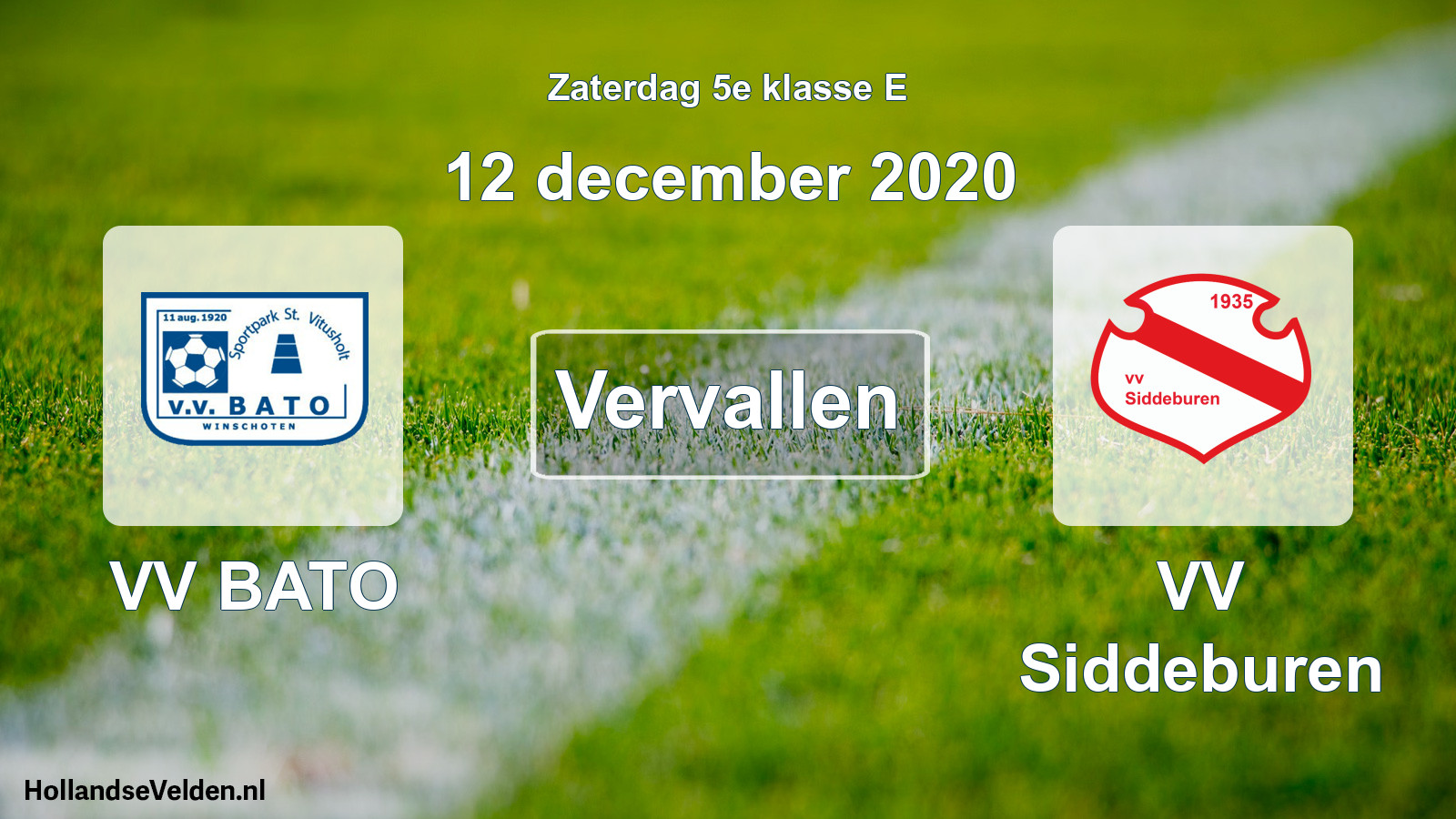 Scheduled Match: VV BATO - VV Siddeburen (12 December 2020)