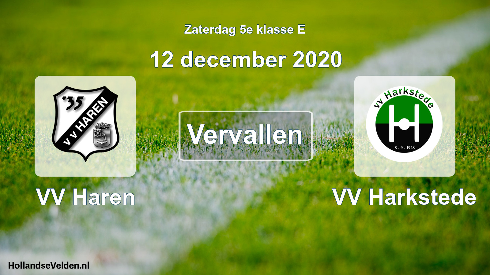 Scheduled Match: VV Haren - VV Harkstede (12 December 2020)
