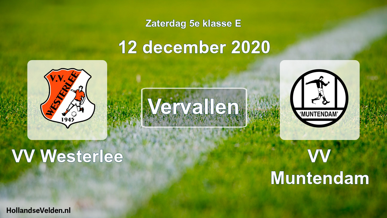 Scheduled Match: VV Westerlee - VV Muntendam (12 December 2020)
